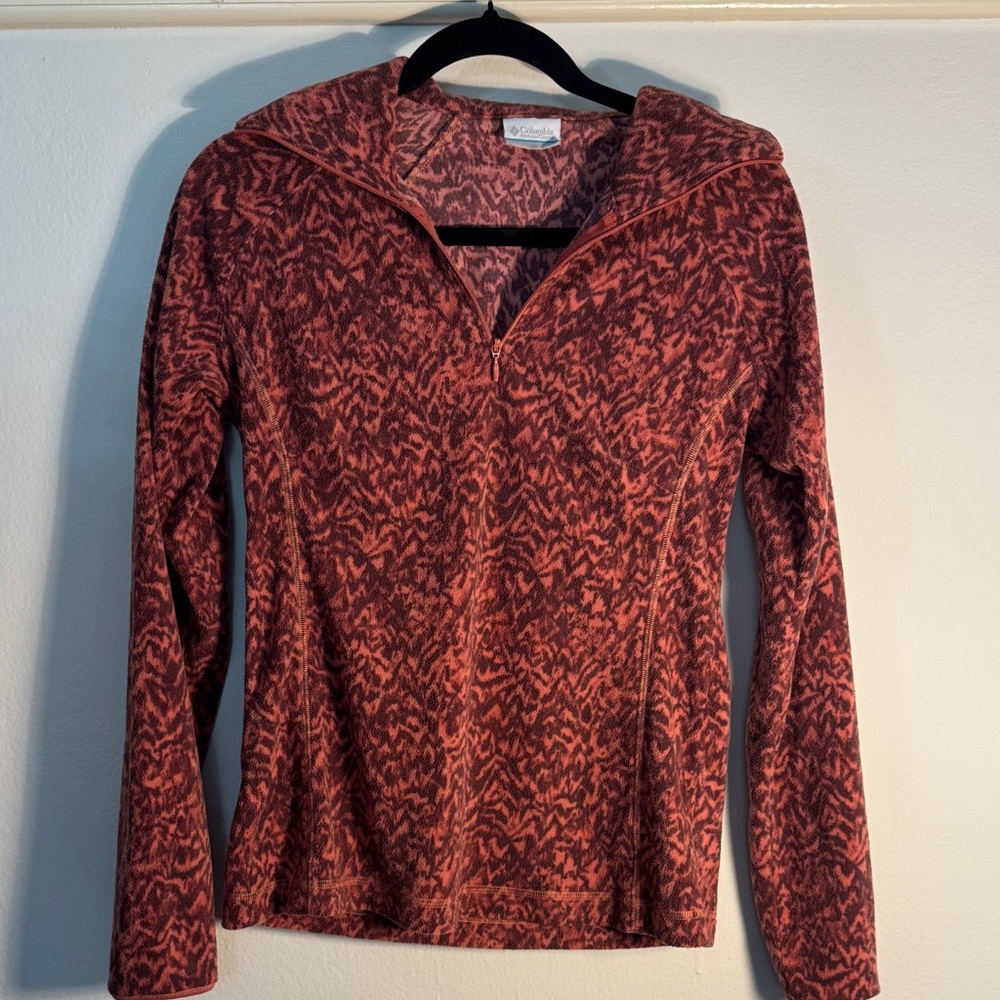 Columbia Women's Red and Black Patterned Hoodie